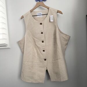 Old Navy Beige Sleeveless Button-Front Top
